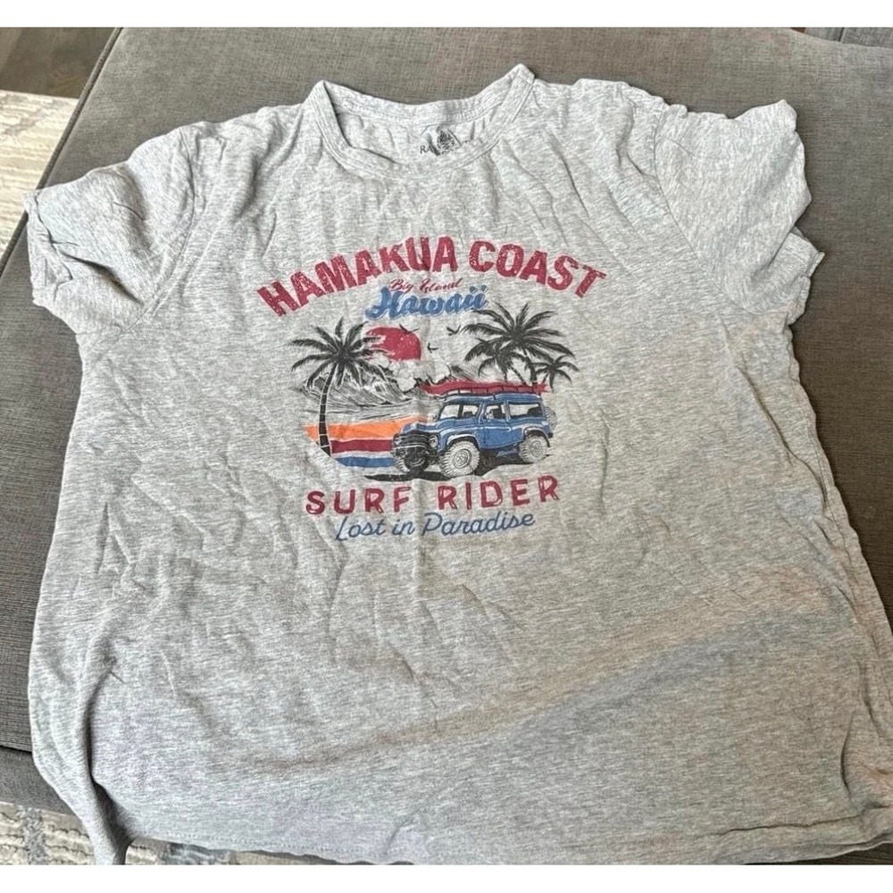Rainforest Hamakua Coast Surf Rider Graphic T-Shirt Size L Gray